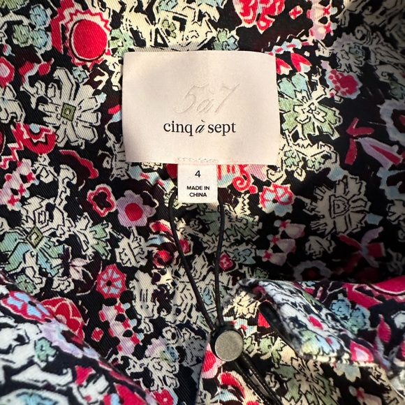 New Cinq A Sept, Party Print Lizzie Jacket, Garden Floral Peplum, Size 4 - Picture 10 of 13